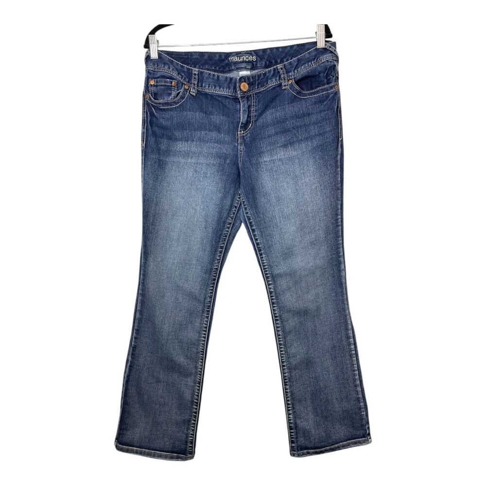 Maurices Straight Jeans 14 Short Embroidered Pockets Zip Fly Stretchy